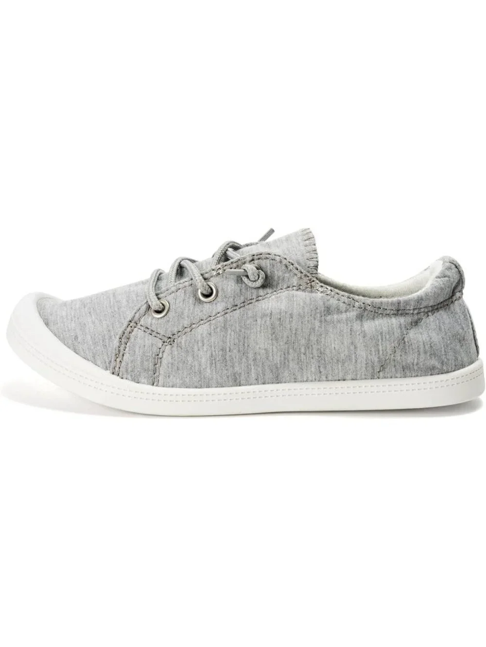 Women's Grey Canvas Comfortable Lace-Up Flat Breathable Walking Casual Sneakers